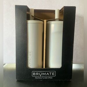 NIB Brumate 12oz Straw Tumbler 2-Pack Glitter White Print